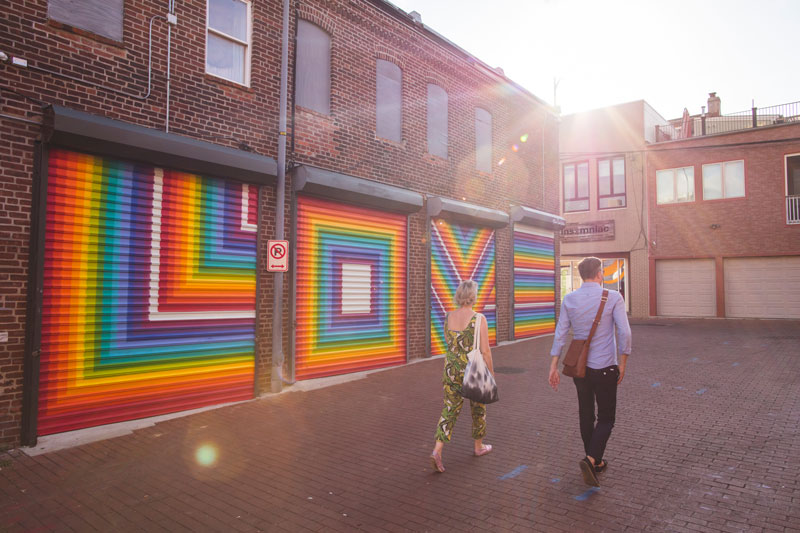 Colorful street art mural in Shaw's Blagden Alley - Historic alleyway in Washington, DC